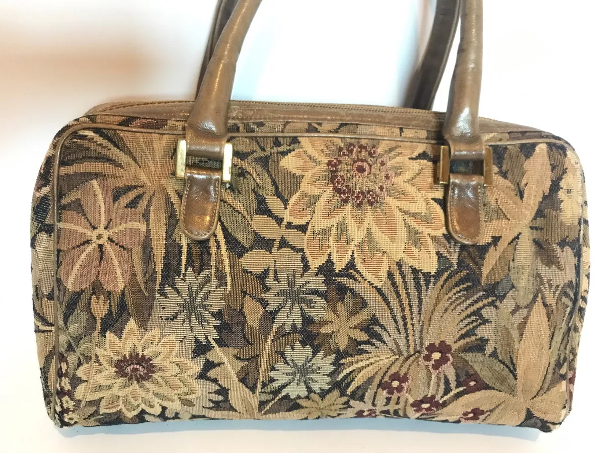 Morris Moskowitz Vintage Tapestry Floral Purse Bag Handbag Made In USA