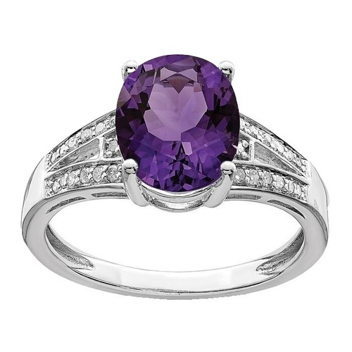 Bague Argent Sterling 2,04 Ctw - Améthyste Et Topaze Blanche, Taille 7, Neuve Avec étiquettes