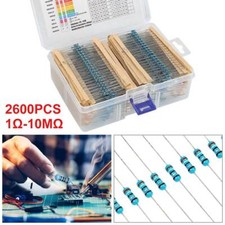 2600Pcs Electrical 130 Values 1% 1Ω-10MΩ 1/4W Metal Film Resistors Combo Kit