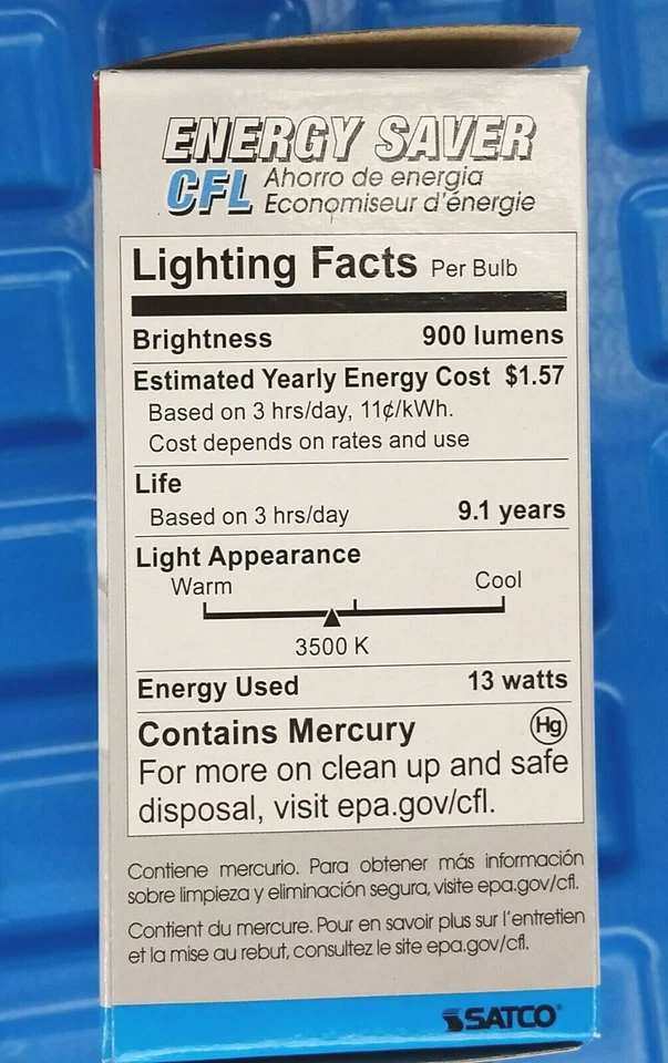 12x SATCO S8226 13W (60W Equal) GU24 3500K CFL Light Bulb replaces 33113SP35K - Image 3 of 4