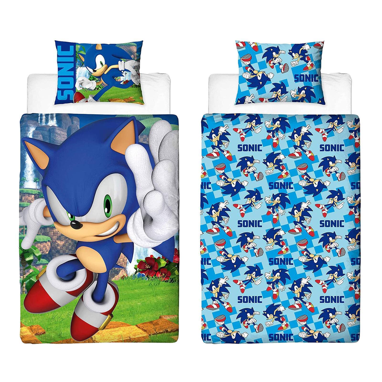 Siyarar Conjunto de cama de casal infantil Sonic The Hedgehog capa de  edredom para meninos azul P 50 amarelo