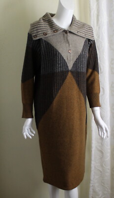 Laura Biagiotti 44 10 12 70s 80s Vtg Italian Mod Outstanding Knit Sweater Dress 