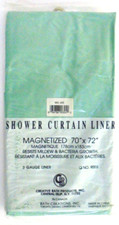 Shower Curtain Liner Magnetized 70 x72 Jade Green 3 Gauge Resists Mildew 9003
