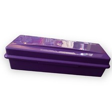 Vintage Alpha Cassette Tapes Hard Plastic Storage Case Holds 15 Tapes Purple