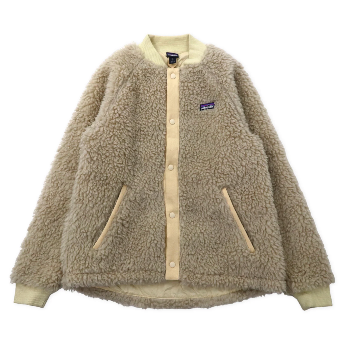 patagonia Retro-X Fleece Bomber Jacket XL Beige Polyester Snap  