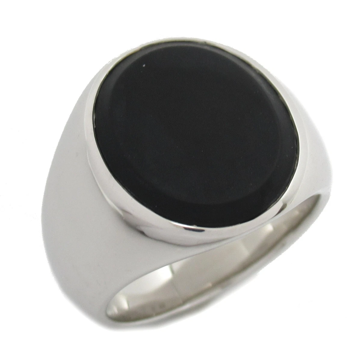 TOM WOOD Oval Black Onyx Ring Silver 925 #50 US size #5.5 NEW unisex