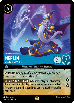 lorcana shimmering skies legendary cards Merlin - Intellectual Visionary #159 Legendary | Lorcana: Shimmering Skies  Card