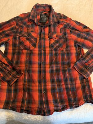 Tom Thompson Regular Fit Long SLV Button Up Shirt Red SZ. Large