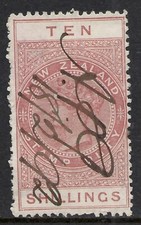 NUEVA ZELANDA SCOTT AR12 USADO FINO - 1882 10sh ROJO MARRÓN POSTAL - CV FISCAL $75