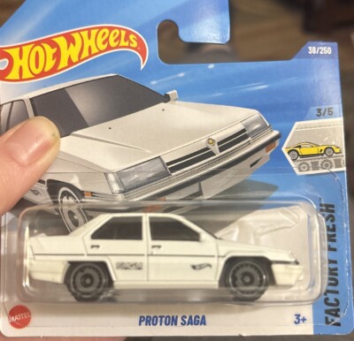 2025 HOT WHEELS PROTON SAGA FACTORY FRESH 3/5 WHITE SHORT CARD