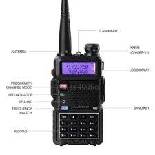 BaoFeng UV-5R 5W Walkie Talkies FM VHF/UHF Dual Band Two-Way Radios Transceiver