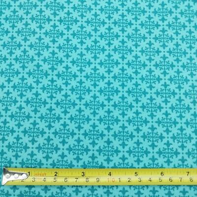 1 Yd Celia 2954 Teal Turquoise Fleur De Lis Jennifer Young Benartex Blue-Green
