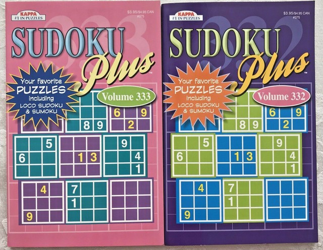 2 Sudoku Plus Puzzle Books Sumoku Loco Lot Pocket Volume 332 333 EBay
