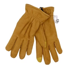 UGG L27820 Mens Chestnut Three-Point Leather Tech Gloves Size L