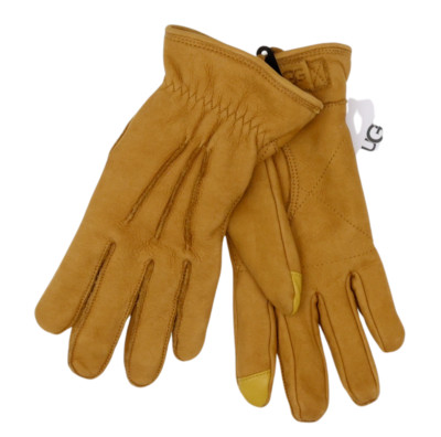 UGG L27820 Mens Chestnut Three-Point Leather Tech Gloves Size L