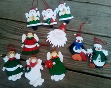Polymer Clay Style Christmas Ornaments Lot of 10 Ornaments Santa Angel Penguin
