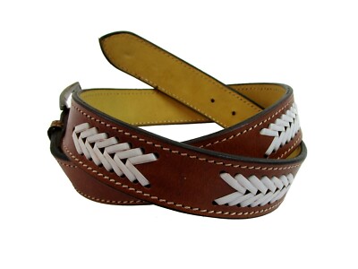 LEATHER BELT TOOLED LEATHER WESTERN MENS BELTS BROWN JEANS  display picture 2