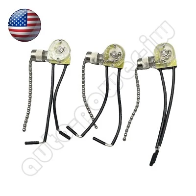 3 Pack Ceiling Fan Switch Zing Ear ZE-109 Two-Wire Light Switch Wall Lights Pul