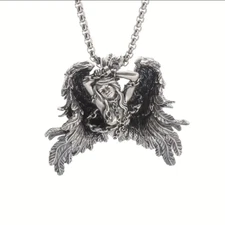 Imprisoned Angel Jewelry Vintage Silver Sexy Goddess Standing Pendant Necklace