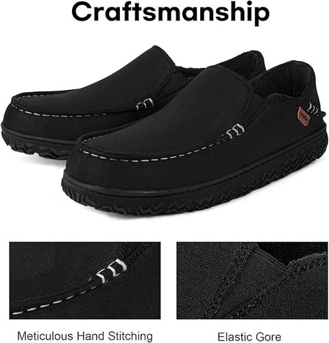 LongBay Men's Microsuede Moccasin Slippers indoor or outdoor black UK 11 - Picture 6 of 6