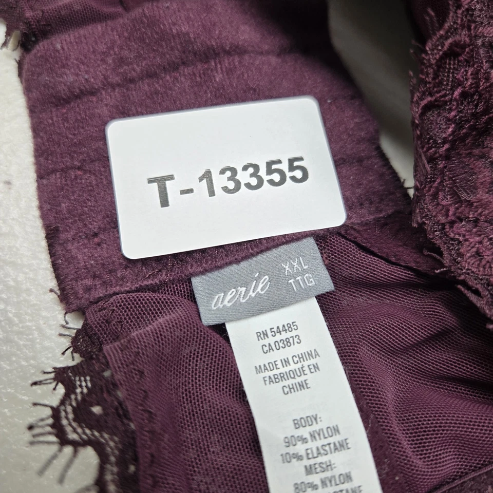 Aerie Women Bra 2XL Purple Floral Bralette Wireless Lace Strap Adjustable - Image 2 of 4