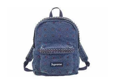 SS25 SUPREME X B.B. BB SIMON DENIM BACKPACK WASHED INDIGO NAVY BLUE BOX LOGO