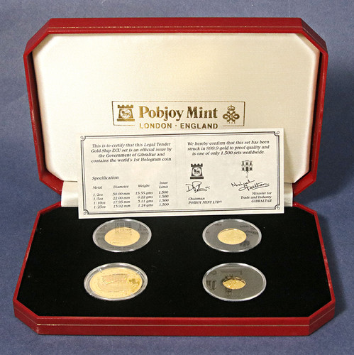 1996 Gibraltar 4pc Hologram Gold ECU Set (1/2, 1/5, 1/10, 1/25 oz) OGP COA ST...