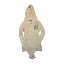 Y2K Abercrombie Fitch Vintage Women s Yellow Hoodie Gray Stripes S