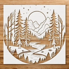Beautiful Forest Scene Wall Art Stencil for Nature Lovers - StencilAir