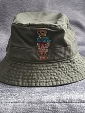 Polo Ralph Lauren Bucket Hat Unisex S/M Khaki Green Teddy Bear Embroidered