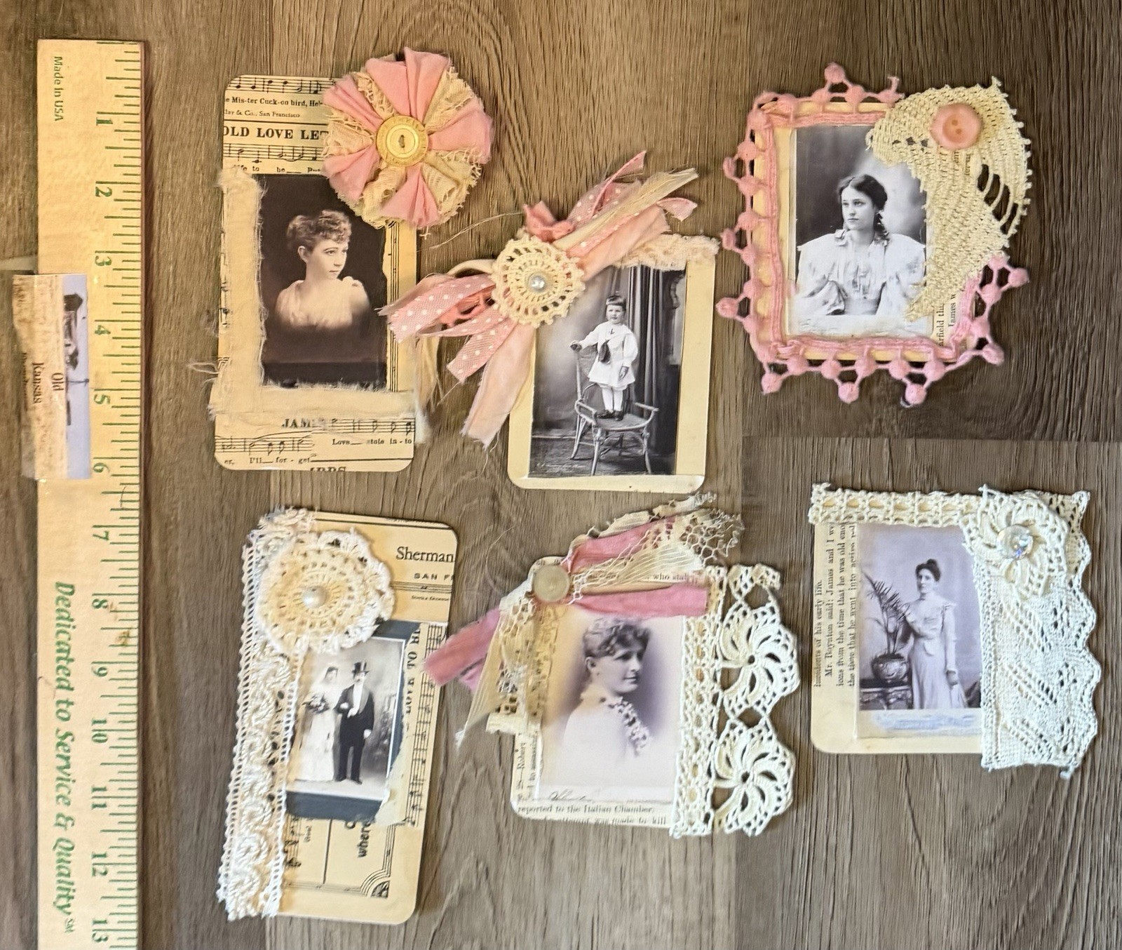 Shabby Chic JUNK JOURNAL Victorian 19 Pc Vintage Tags Embellishments