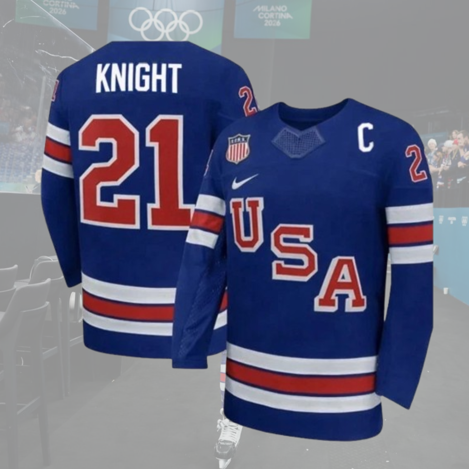 MEN - Hilary #21 Knight Winter Olympic 2026  All Stitched Jersey Royal