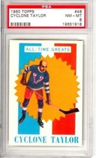 PSA 8 1960 Topps Cyclone Taylor #46 All-Time Greats