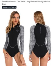 Seaskin Women's One Piece Long Sleeve Shorty Wetsuit-Medium-2 mm-NEW OUT OF PKG