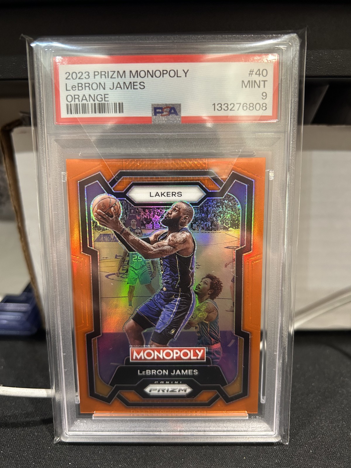 LEBRON JAMES 2022 Panini Prizm Monopoly Orange Prizm #40 /124 PSA 9 MINT