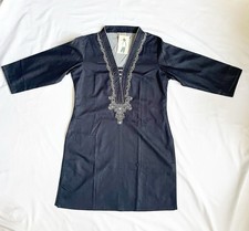 Embroidered Tunic Top Blue Kurta Style Sz Medium