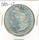 1880-O Morgan silver dollar, this is the common micro "O" variety, UNC, cleaned?