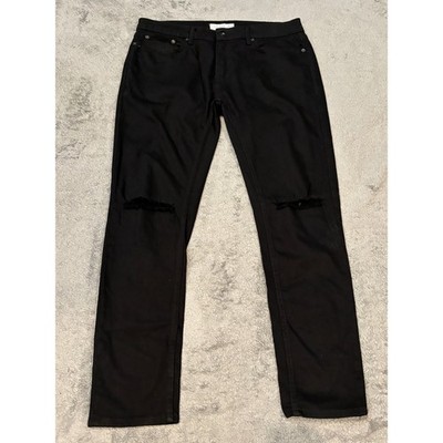 Topman Mens Stretch Skinny Distressed Knee Jeans Black W34 L30 RN125149