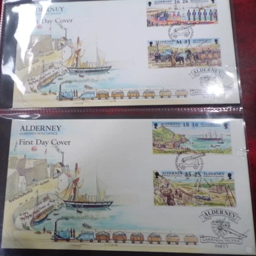 GB QEII FDC x 2. Guernsey Post Office. Alderney Garrison Island Part 1 (418)