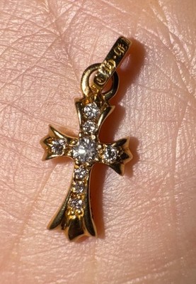 Chrome Hearts 22k Gold Cross BabyFat Pave Diamonds charm pendant