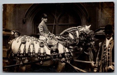 London RPPC Mrs. Albert Brooks Decorated Horse & Rider Fulham