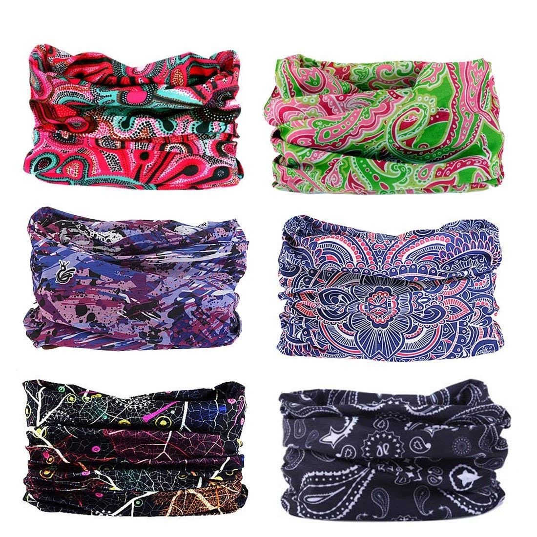 6PCS Outdoor Headband Elastic Seamless Bandana Neck Gaiter Scarf Sport Headwear