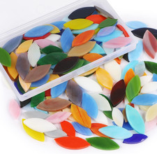 Flat Glass Mosaic Tiles, 100 pcs Stained Glass Mosaic, Petal Mosaic Tiles Flower