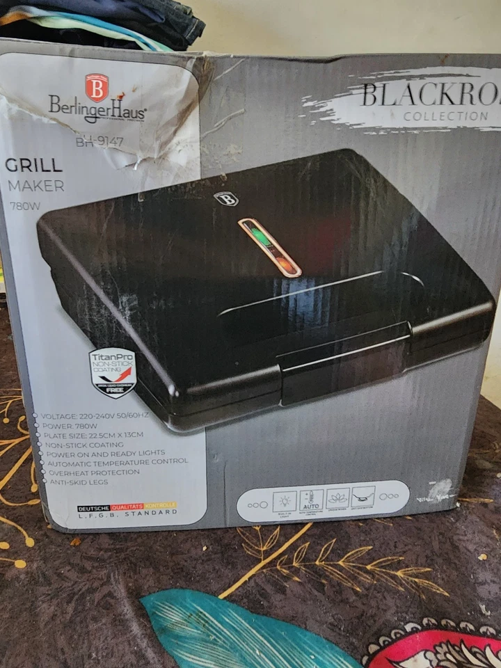 BerlingerHaus Blackrose BH-9147 gril de contact 780 W anti-adhésif noir - Photo 3/3