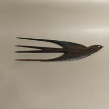 Carved Wooden 7” Bird Hair Comb Pick Tribal Folk Art Style