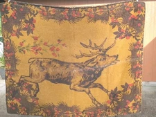 Antique Victorian Mohair/ Horsehair Sleigh Carriage Lap Blanket Elk & Berries