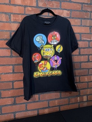 Nickelodeon SpongeBob SquarePants Graffiti Drip Black Graphic Men's T-Shirt XL