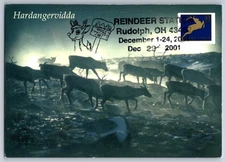 #3357 Reindeer Blue Background Maxi Card w/Pictorial Cancel