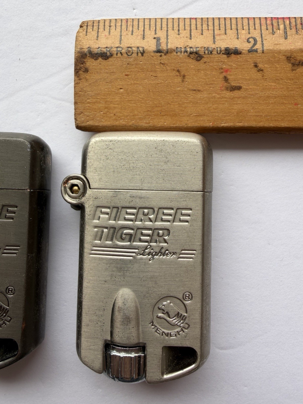FIEREE TIGER MENGHU WIND PROOF BUTANE LIGHTER, UNIQUE, VINTAGE, LOT/SET OF 2