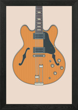 Riviera Guitar Framed Wall Art Poster Canvas Print Picture